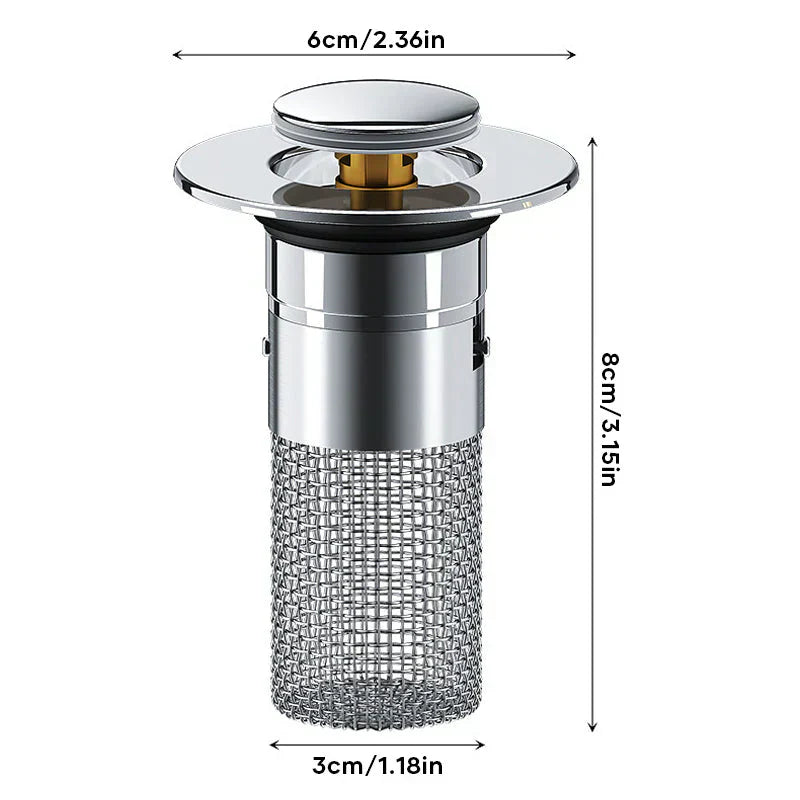 PureFlow Abflussstöpsel im Waschbecken. Hält Wasser zuverlässig, dient als Geruchsstopper.