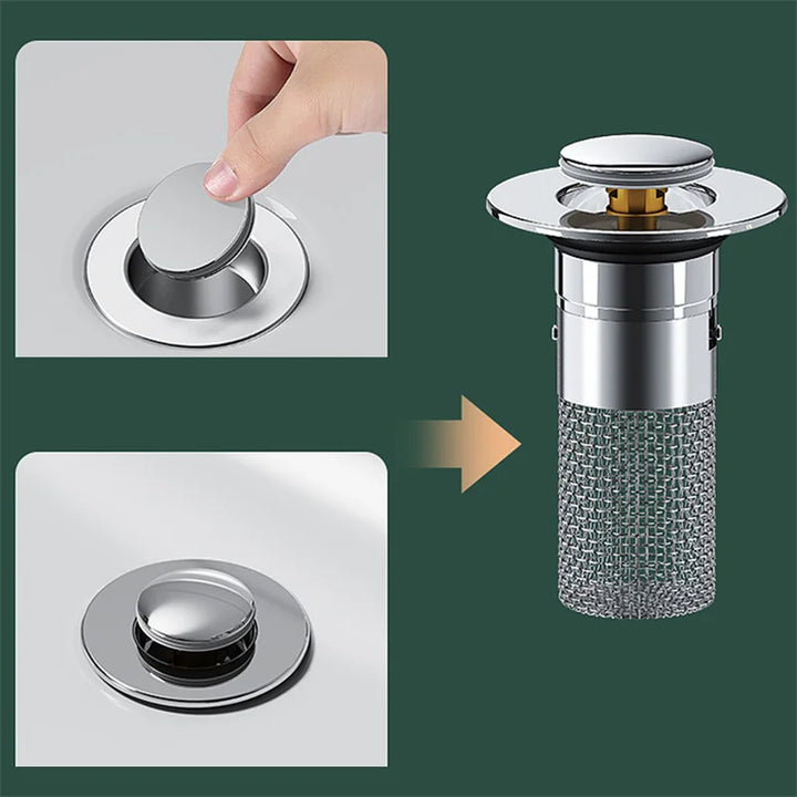 Küchenhelfer: Edelstahl Abflussfilter für Spüle. Verhindert Essensreste & Gerüche effektiv. Einfache Reinigung.