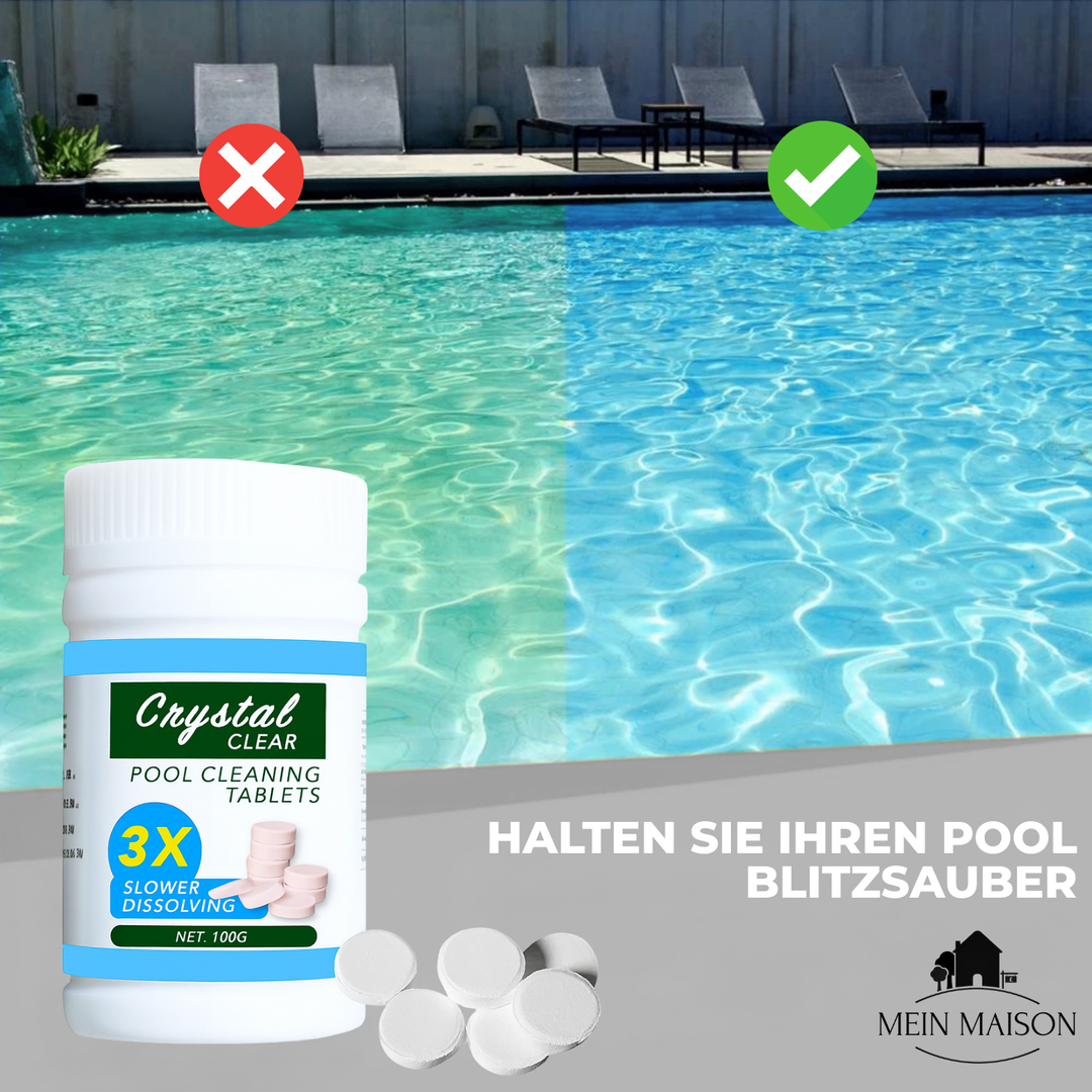PureShine Poolreinigungsmittel wird angewendet. Einfache Poolpflege für sauberes, klares Wasser im Gartenpool den Sommer über.