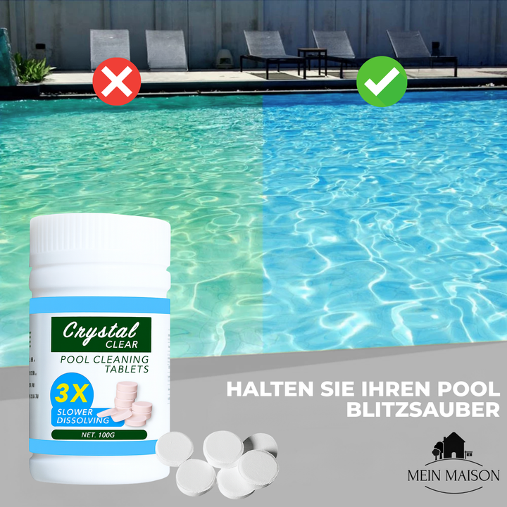 PureShine Poolreinigungsmittel wird angewendet. Einfache Poolpflege für sauberes, klares Wasser im Gartenpool den Sommer über.
