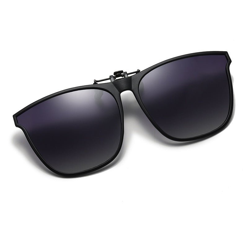 Seitenansicht Quickshade Clip-On Sonnenbrille, schlankes, leichtes Design, polarisiert, UV-Schutz.