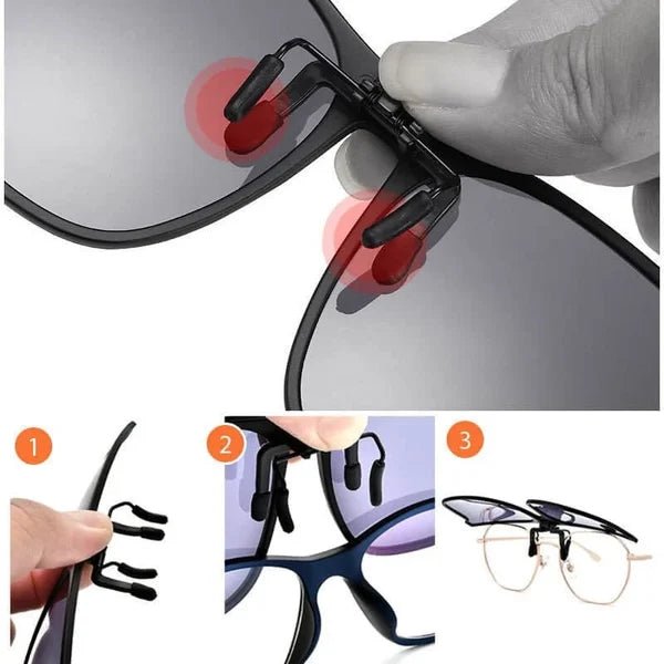 Unisex Quickshade Clip-On Sonnenbrille, stilvolles Accessoire mit polarisiertem UV-Schutz & Augenschutz.