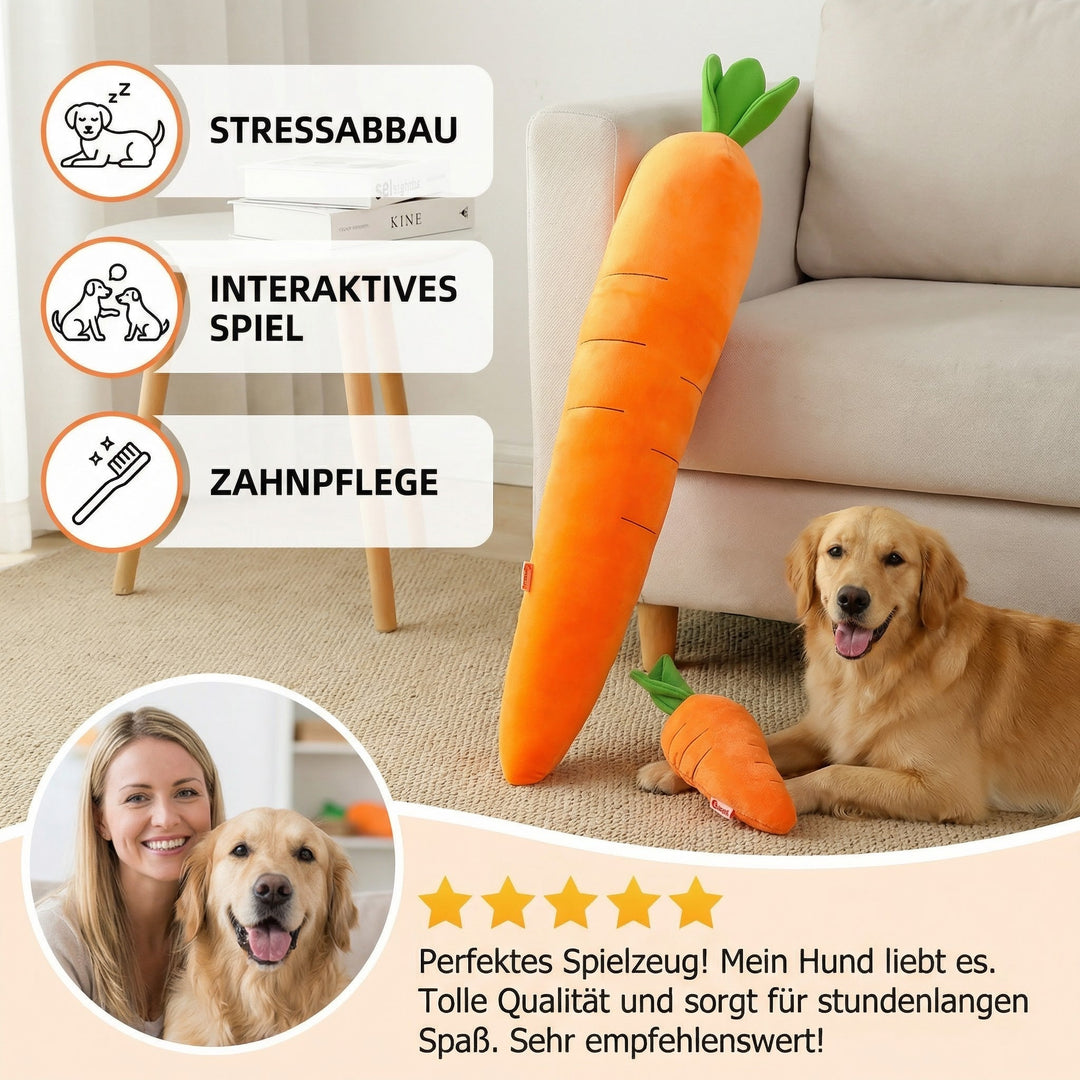 Robustes Quietsche-Karotten-Hundespielzeug; interaktives Kauspielzeug gegen Langeweile.