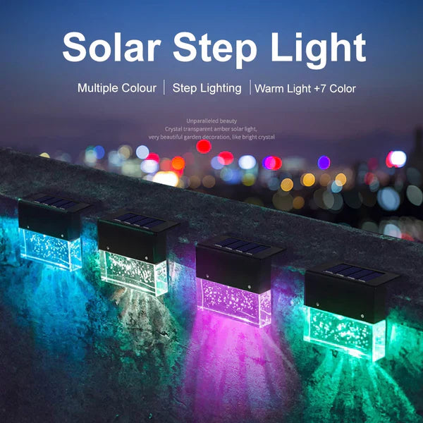 Quntis Solar-Stufenlichter für Garten & Terrasse, warmweiß & farbwechselnd. Ideale LED-Außenbeleuchtung.
