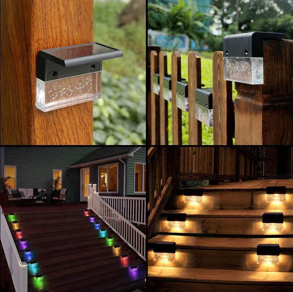 Automatische Quntis Solar-Außenbeleuchtung für Stufen & Wege. LED-Gartenlicht warmweiß oder farbwechselnd.