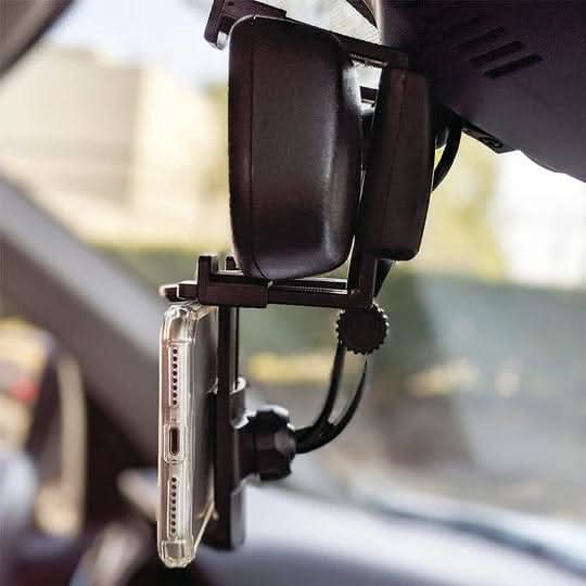 Universal Rückspiegel-Handyhalterung mit 360-Grad-Drehung für optimale Smartphone-Position im Auto. Kfz-Zubehör.