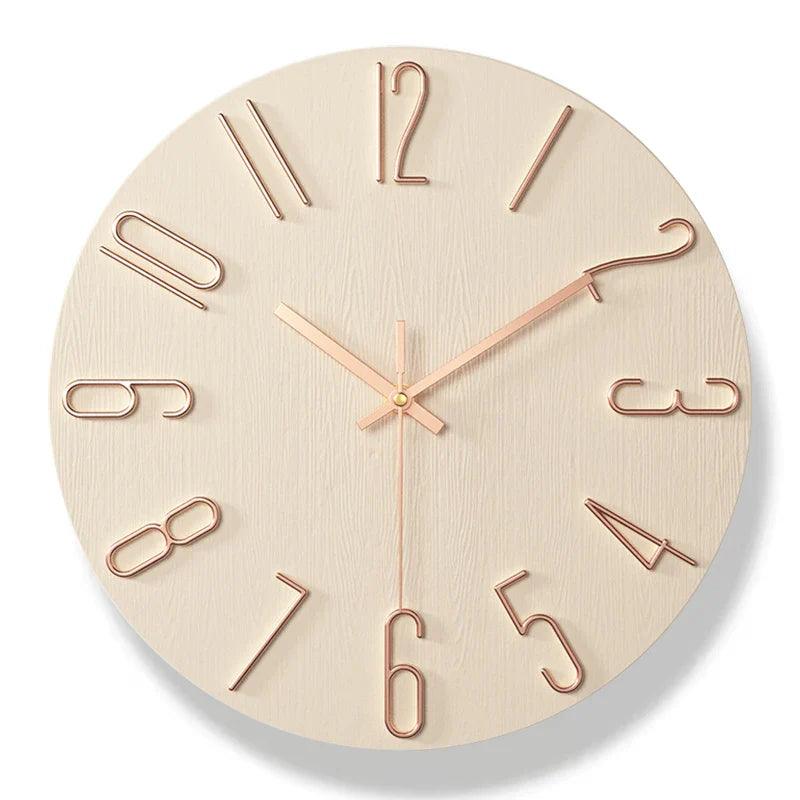 Leise rahmenlose Wanduhr im nordischen Design. Perfekt als moderne und stilvolle Schlafzimmer-Dekoration.