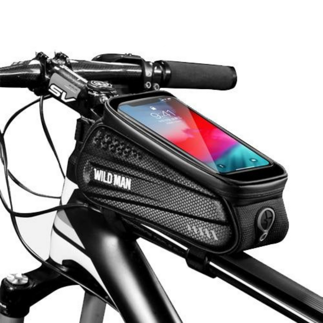 Vielseitige Fahrrad Rahmentasche: wasserdicht, Handyhalterung, viel Stauraum. Ideales Fahrradzubehör f. Touren & Alltag.