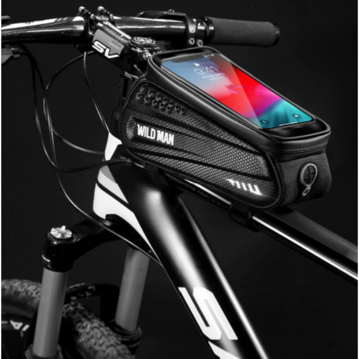 Pendler Fahrrad Rahmentasche m. Handyfach. Praktischer Stauraum f. Schlüssel, Geld u. Smartphone im Alltag.