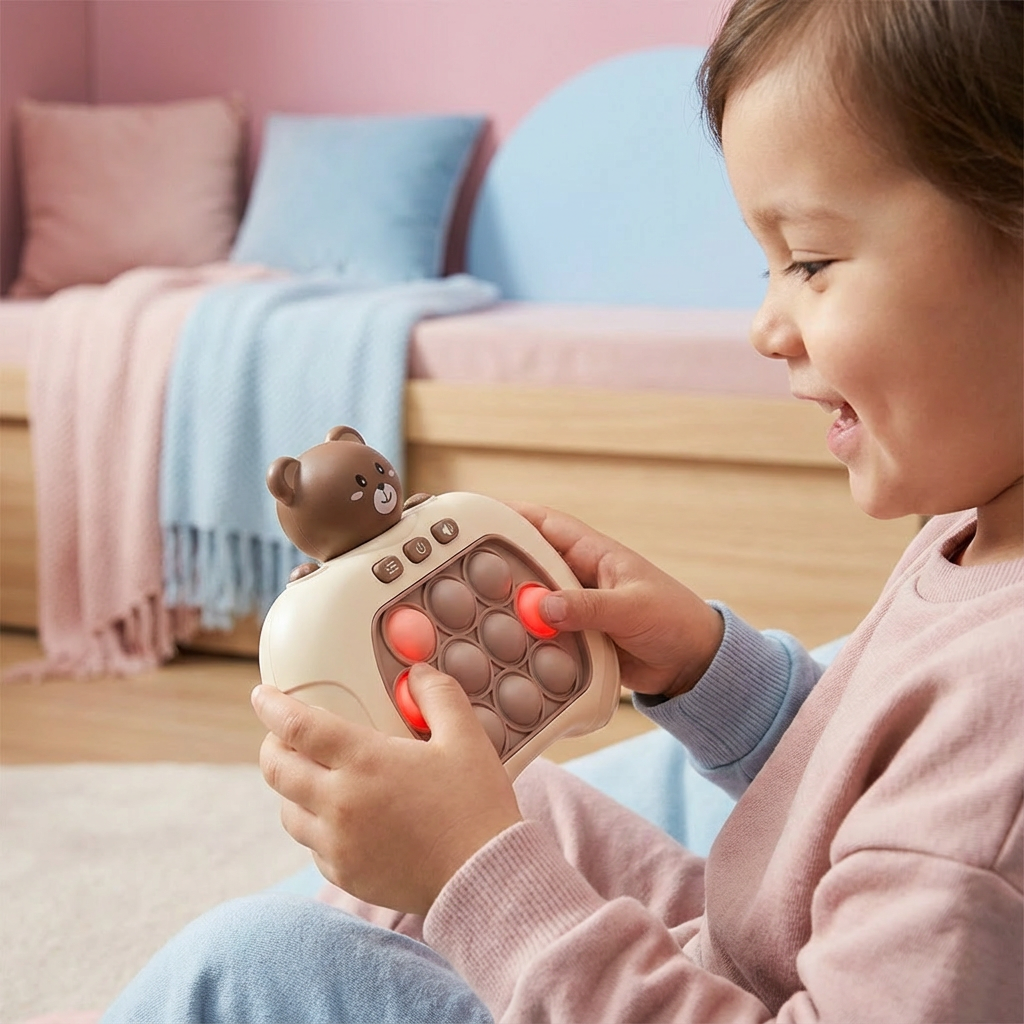Reaktions-Plopp-Spiel für schnellen Familienspaß; trainiert Geschicklichkeit und Konzentration bei Kindern und Erwachsenen.