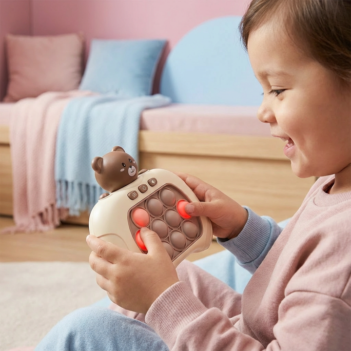 Reaktions-Plopp-Spiel für schnellen Familienspaß; trainiert Geschicklichkeit und Konzentration bei Kindern und Erwachsenen.