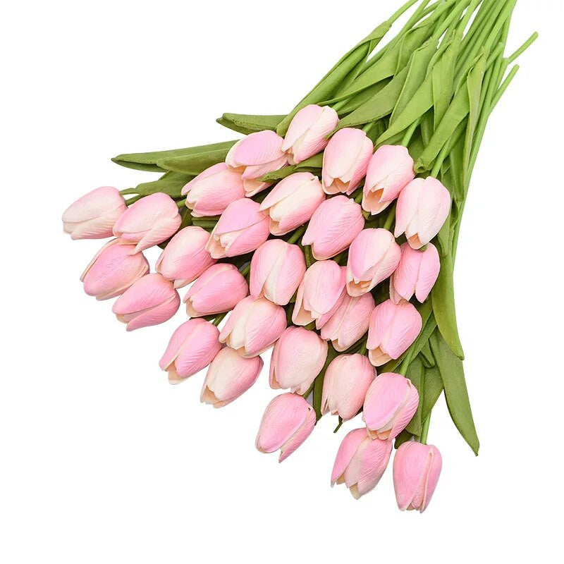 Atemberaubende künstliche Tulpen in Pfirsich, Rot, Weiß; tolle Geschenkidee & Wohnkultur.