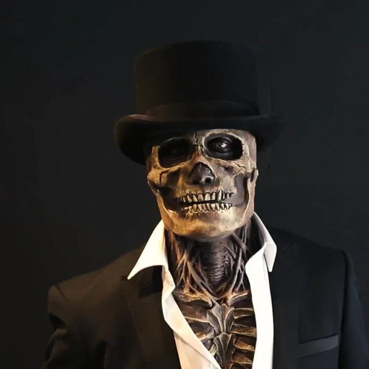 Gruselige Halloween Latexmaske Skelett für Erwachsene, perfekt für Horror-Kostümpartys und erschreckende Verkleidungen.