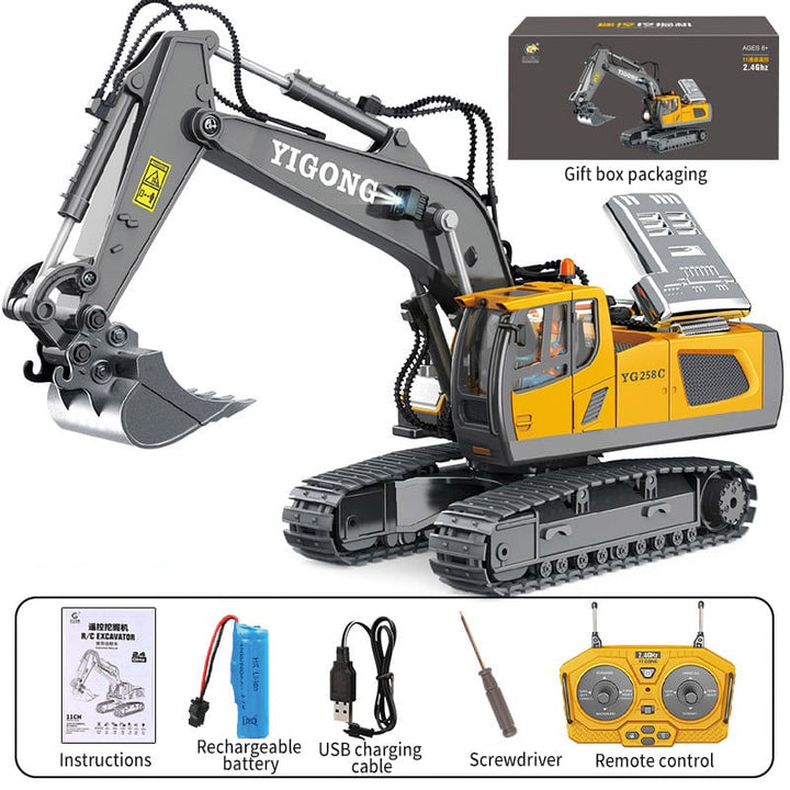 Realistischer RC Bagger 1:20 ferngesteuert mit 18 Kanälen für Kinder & Modellbau-Fans. Perfektes Outdoor Spielzeug.