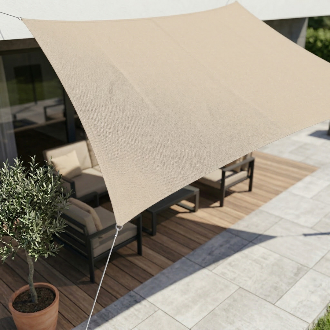 Effizientes rechteckiges Sonnensegel, wasserdicht, mit hohem UV-Schutz für Terrasse & Garten.