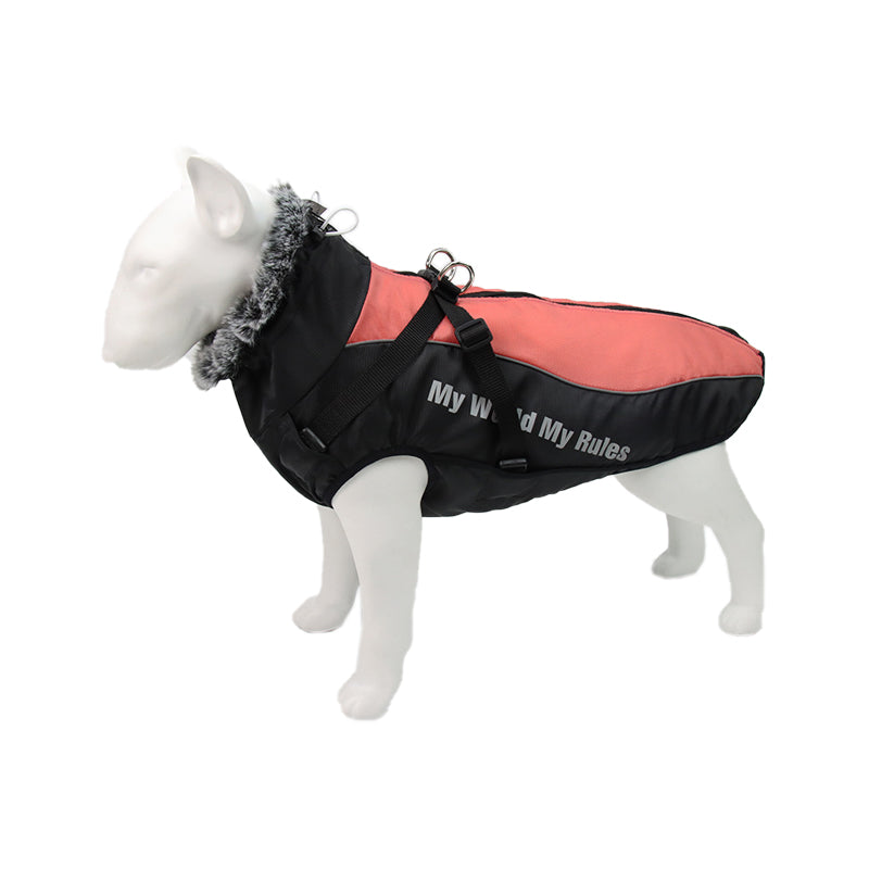 Outdoor-Hundejacke GlowPaw™: Atmungsaktiv, reflektierend & mit bequemem Geschirr für aktive Hunde.