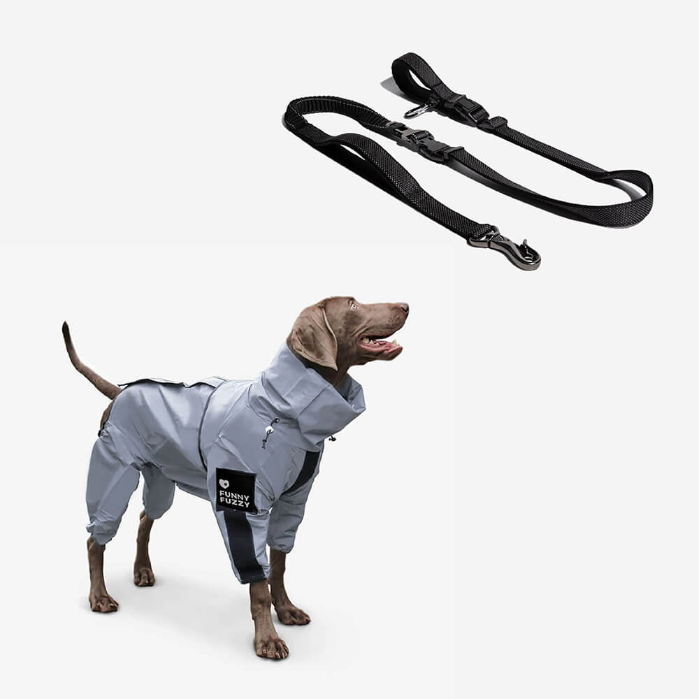Sicherheits-Hundemantel: Reflektierend, wasserdicht und verstellbar für optimalen Schutz im Regen.