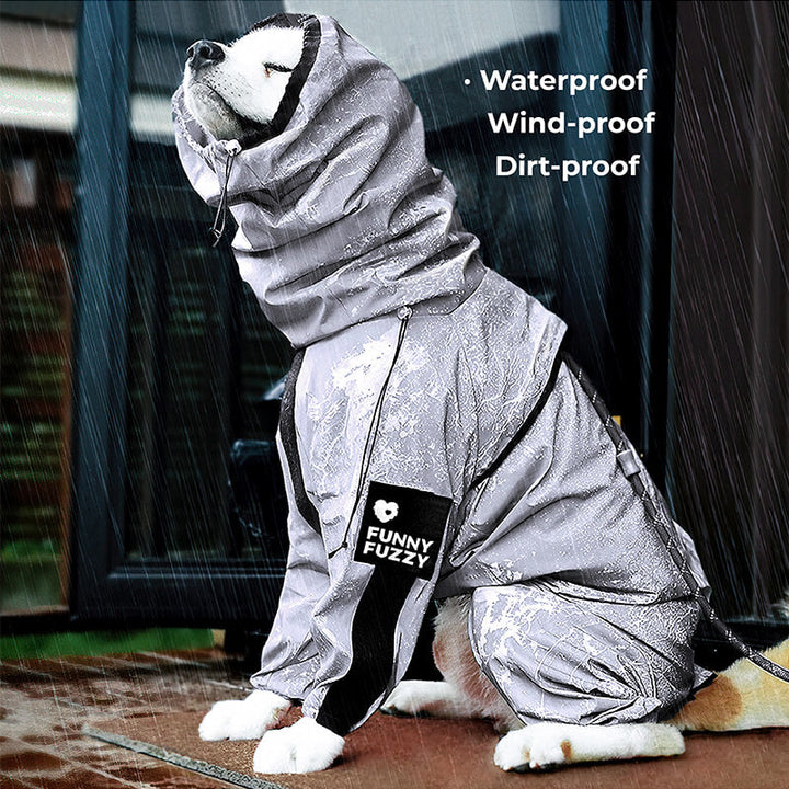 Hundebekleidung: Reflektierender Hunde-Regenmantel, wasserdicht, für Spaziergänge bei schlechtem Wetter.