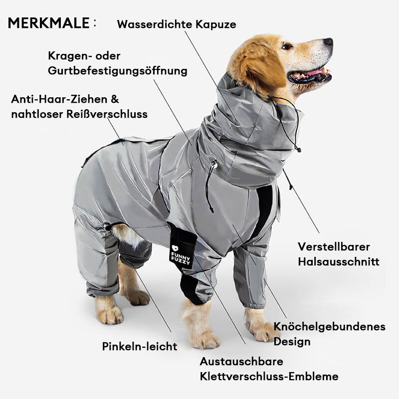 Optimaler Wetterschutz: Reflektierender Hunde-Regenmantel, atmungsaktiv & wasserdicht, für aktive Hunde.