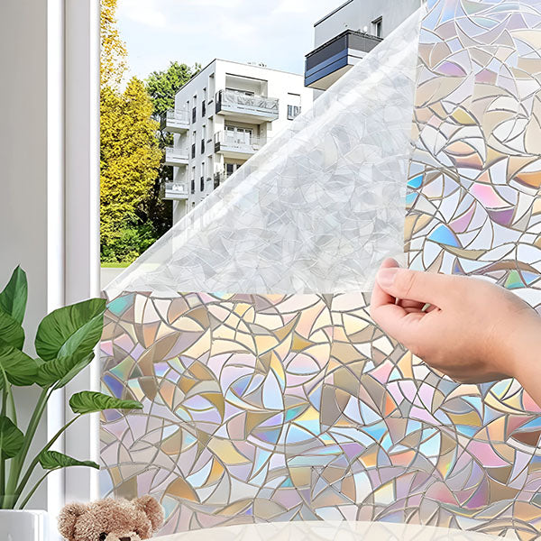 Hitzeschutz Fensterfolie mit magischem Regenbogen, kleberfrei und wiederverwendbar für jedes Fenster.