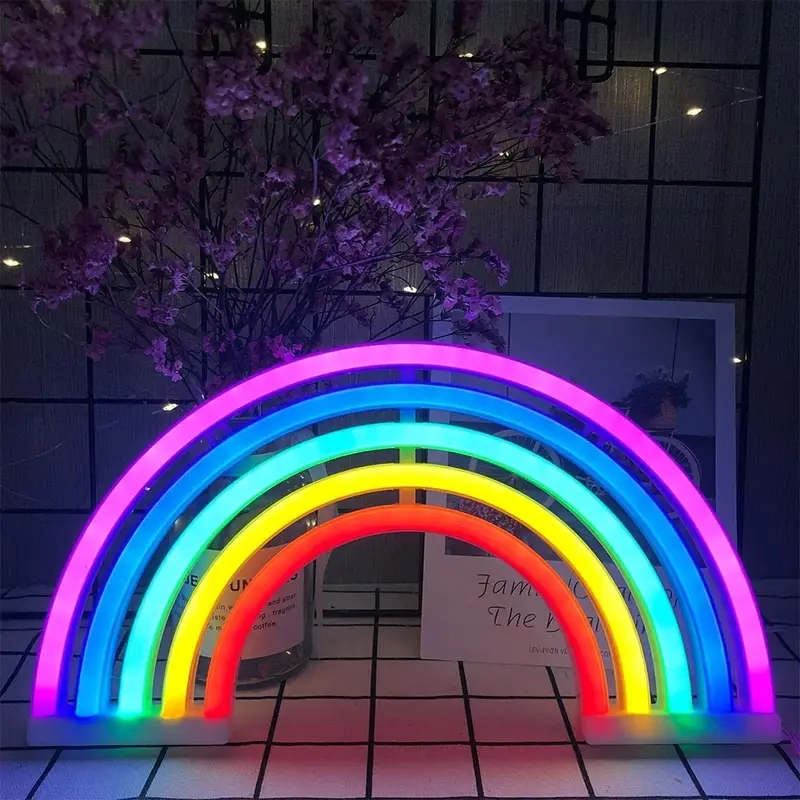 Dekorative LED Regenbogen Lampe, ideal als zauberhaftes Stimmungslicht für Kinderzimmer & modernes Zuhause.
