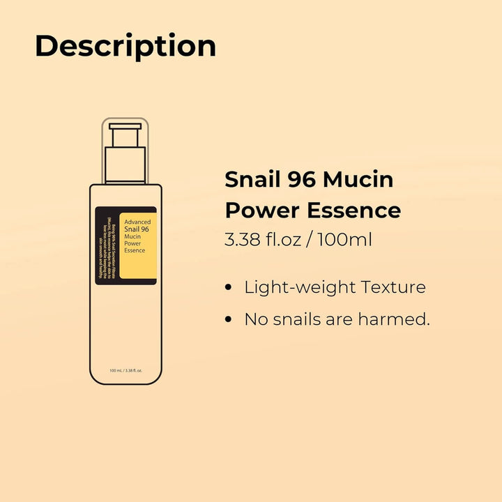 Nahaufnahme des transparenten, feuchtigkeitsspendenden Schneckenschleim-Serums; ideal für empfindliche Haut & Regeneration.