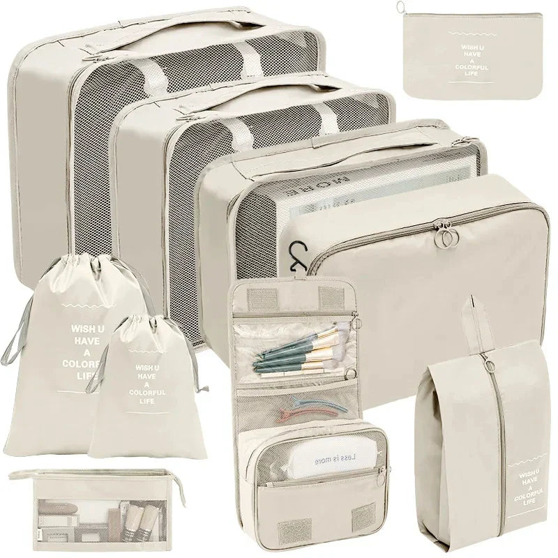 Reise-Organizer Set für Koffer & Schrank; 7-10 teilig. Ideal für Kleidung, Schuhe & Accessoires.