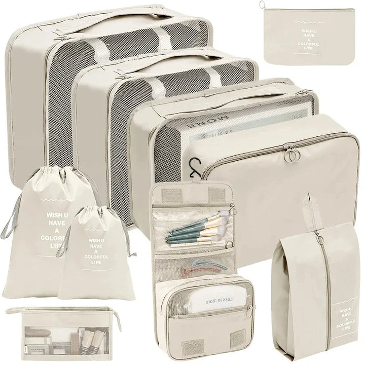 Reise-Organizer Set für Koffer & Schrank; 7-10 teilig. Ideal für Kleidung, Schuhe & Accessoires.