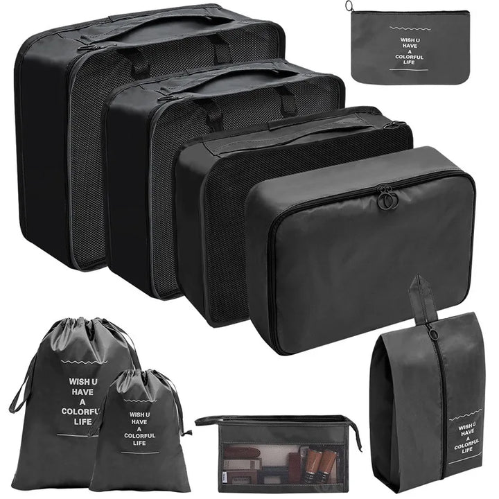 Großes Reise-Organizer Set 9-teilig für Familie; alles geordnet & griffbereit.
