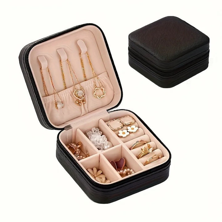 Stilvolles Reise-Schmucketui aus strapazierfähigem PU-Leder, schützt Schmuck vor Kratzern.