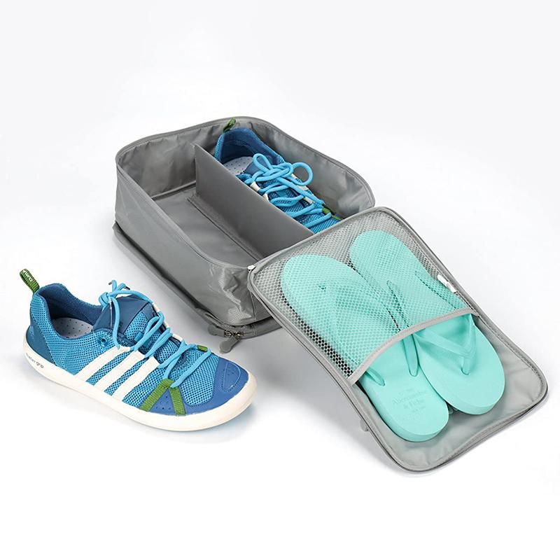 Reiseschuhtasche für 3 Paar Schuhe, ideal als Organizer für Ordnung im Gepäck auf Reisen.