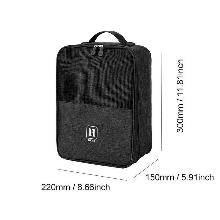 Kompakte Schuhtasche mit Fächern für 3 Paar Schuhe, schützt Kleidung vor Schmutz, perfekt für Reisen.
