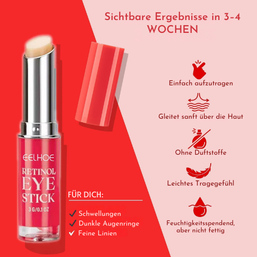 Der Retinol Augencreme Stick belebt die Augen, mindert Falten & Linien, für jugendlichere Ausstrahlung.