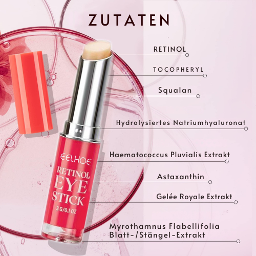 Retinol Augencreme Stick mit Astaxanthin & Squalan fördert Hautelastizität & reduziert Alterungszeichen.