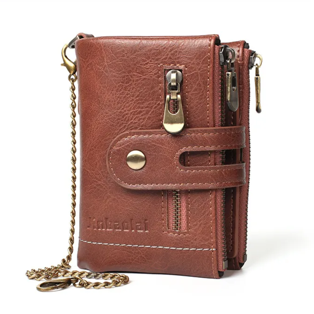 Herren Portemonnaie im Retro-Stil mit Kette, braun, vielseitig und alltagstauglich, inkl. Münzfach.