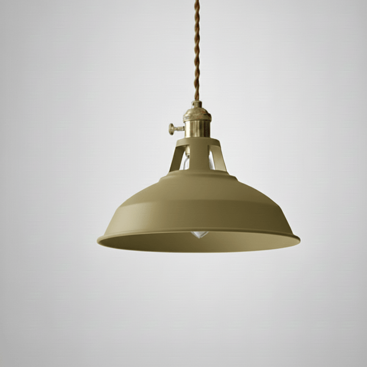 Farbig lackierte Vintage Pendelleuchte, Industrie Designlampe, perfekt für Esszimmerbeleuchtung.