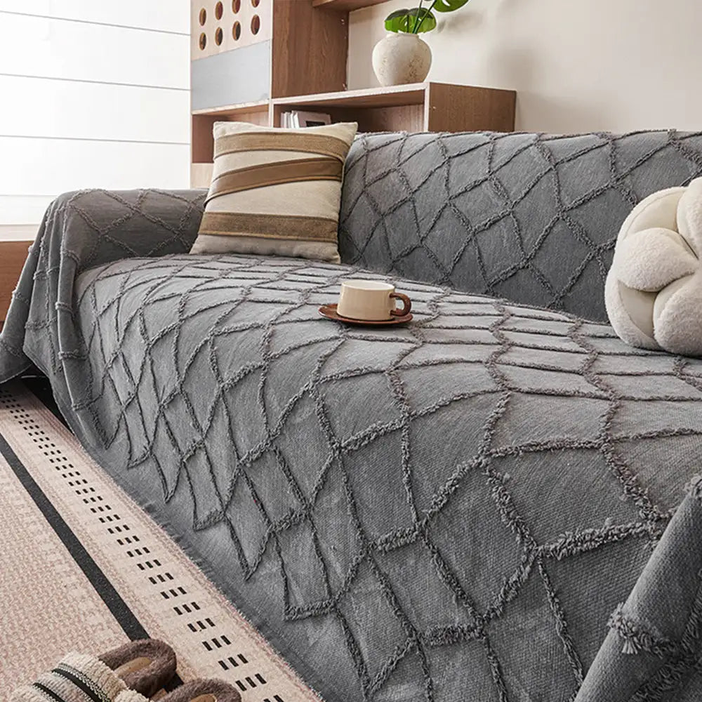 Retro Jacquard Chenille Sofaüberwurf, stilvoller Schutz für Ihr Wohnzimmer.