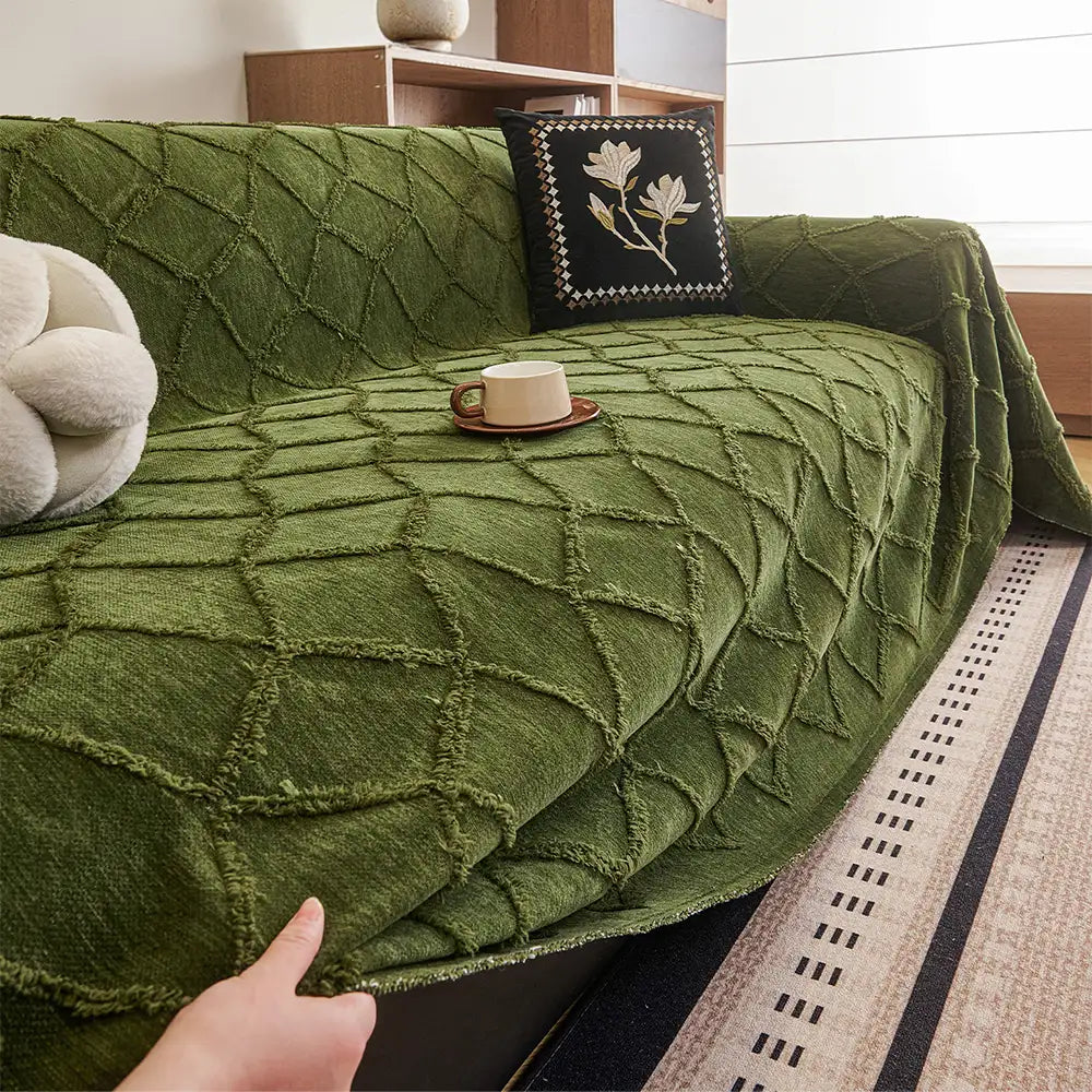 Vintage-inspirierter Retro-Jacquard-Chenille-Sofaüberwurf, schützt & verschönert Ihre Couch.