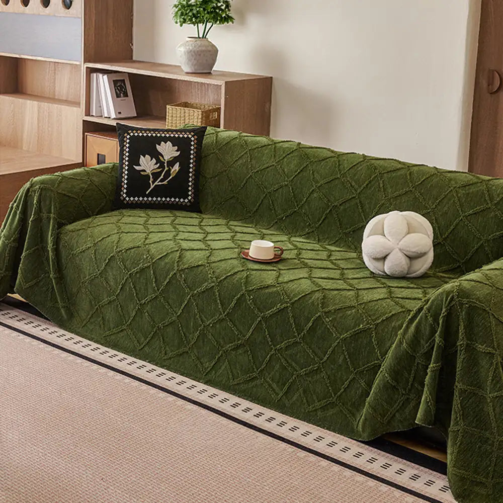 Wohnzimmer-Upgrade: Retro-Jacquard-Chenille-Sofaüberwurf für Stil, Komfort & Schutz.