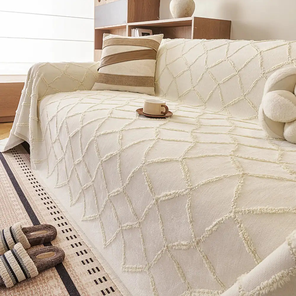Tierfreundlicher Retro-Jacquard-Chenille-Sofaüberwurf, schützt Möbel vor Kratzern & Abnutzung.