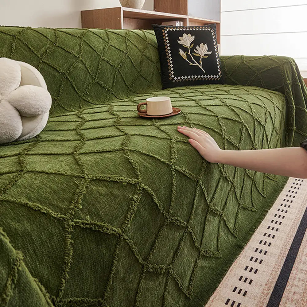 Bequemer Retro-Jacquard-Chenille-Sofaüberwurf, verleiht Wohnzimmer Charme & Schutz.