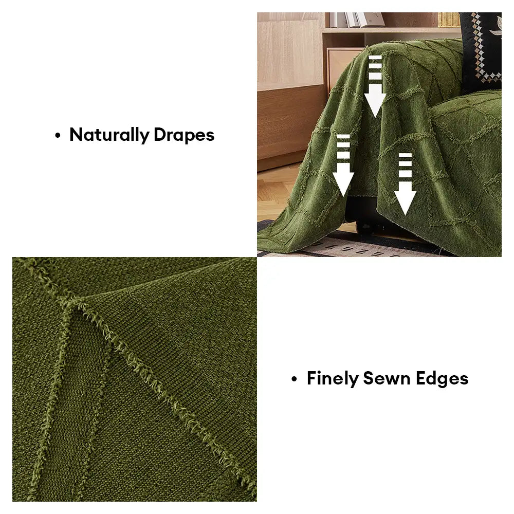 Hochwertiger Jacquard Chenille Sofaüberwurf im Retro-Stil, langlebiger Möbelschutz.