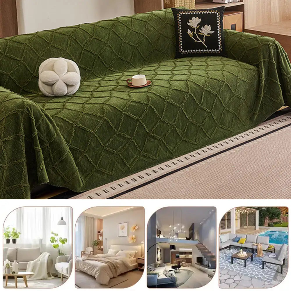 Dekorativer & funktionaler Retro-Jacquard-Chenille-Sofaüberwurf, ideal für jedes Wohnzimmer.