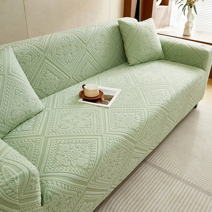Eleganter Retro Jacquard Sofabezug für Ihr Wohnzimmer. Verleiht Stil und Schutz.