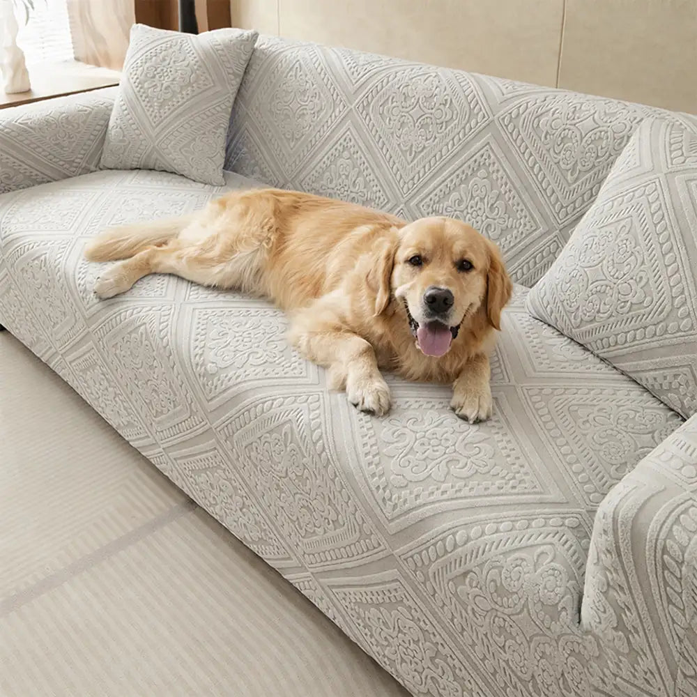 Tierfreundlicher Retro Jacquard Sofabezug. Robuster Schutz vor Kratzern & Flecken, leicht zu reinigen.