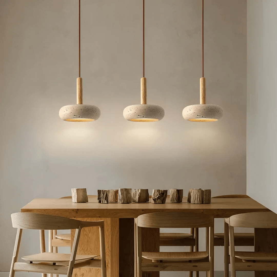 Retro LED Deckenleuchte aus Holz & Stein. Ideal für gemütliches Ambiente in Wohn- und Schlafzimmer.