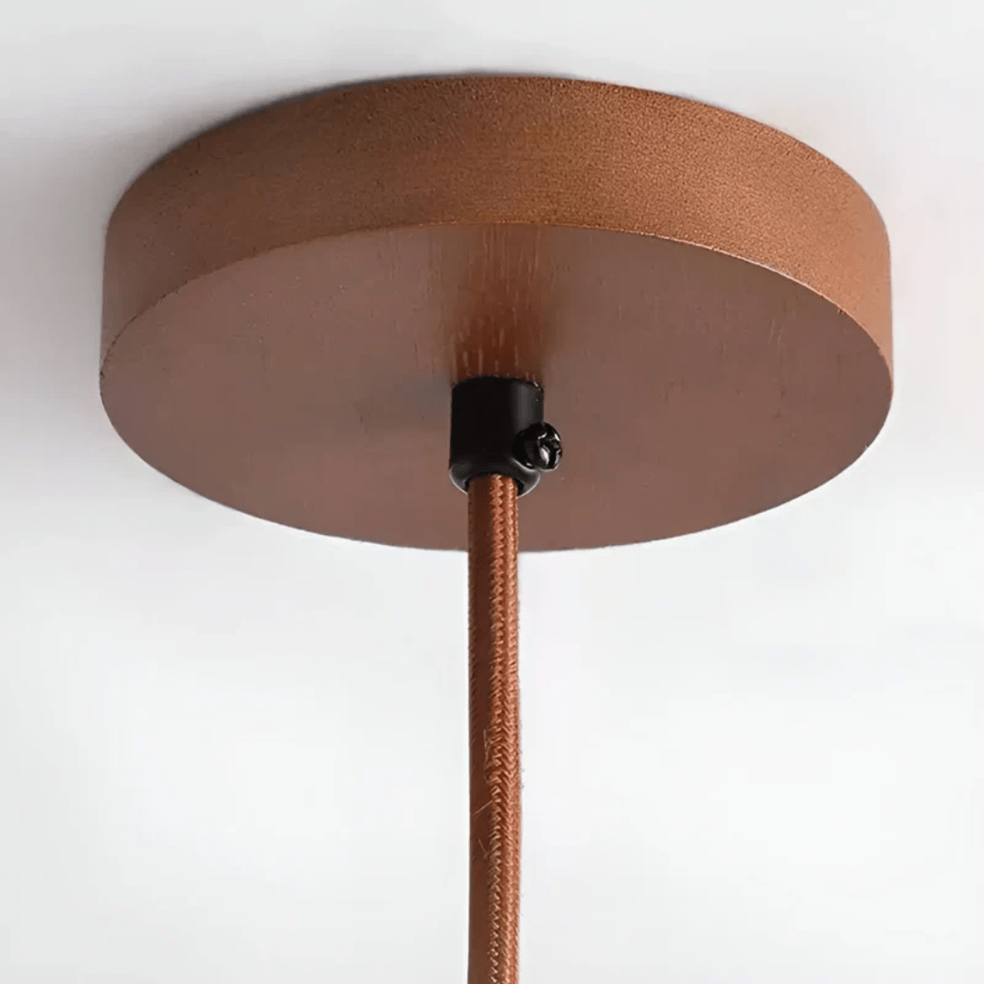 Stilvolle Retro Holz-Stein LED-Deckenleuchte. Perfekt als Deckenlampe für Esszimmer oder Schlafzimmer.