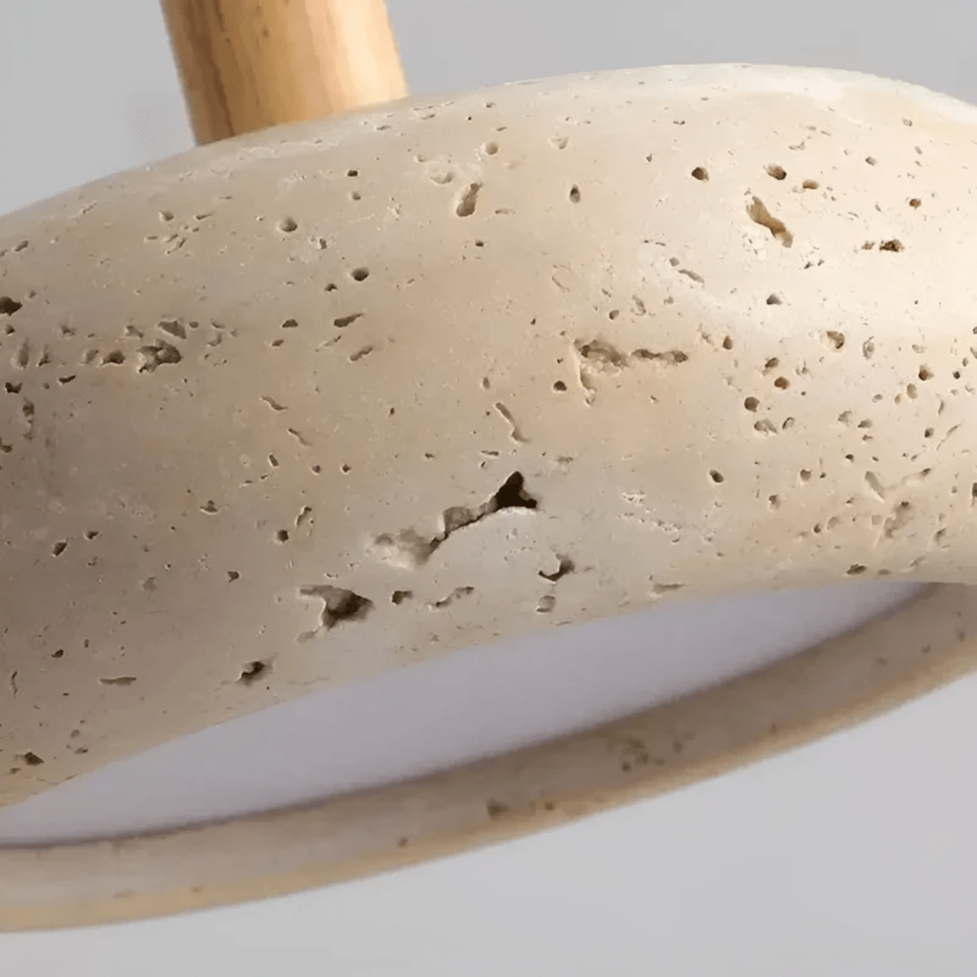 Design LED-Deckenleuchte im Japan-Stil. Naturmaterialien Holz & Stein für Ihre Inneneinrichtung.