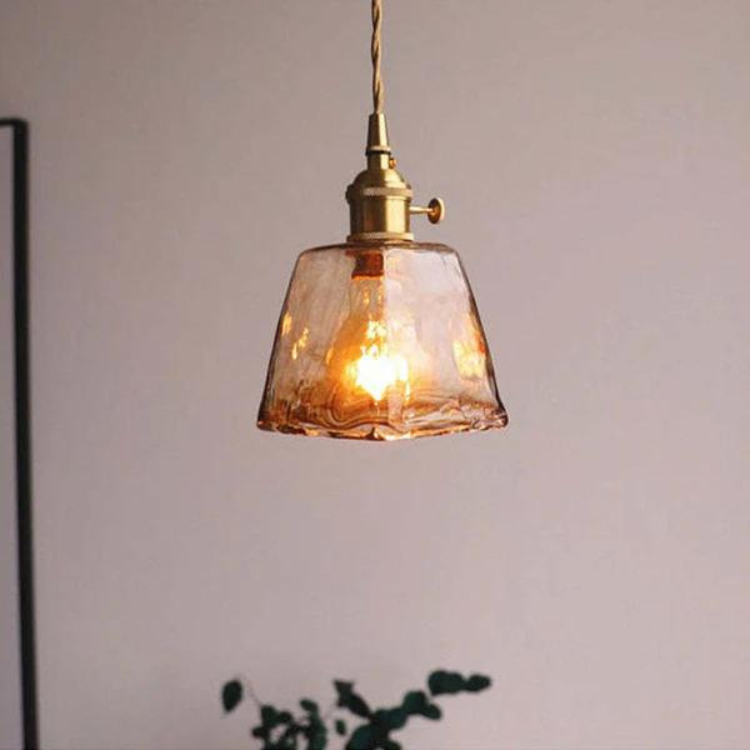 Metall-Glas Hängeleuchte, Vintage-Stil, perfekte LED Wohnzimmerlampe, energieeffizient.