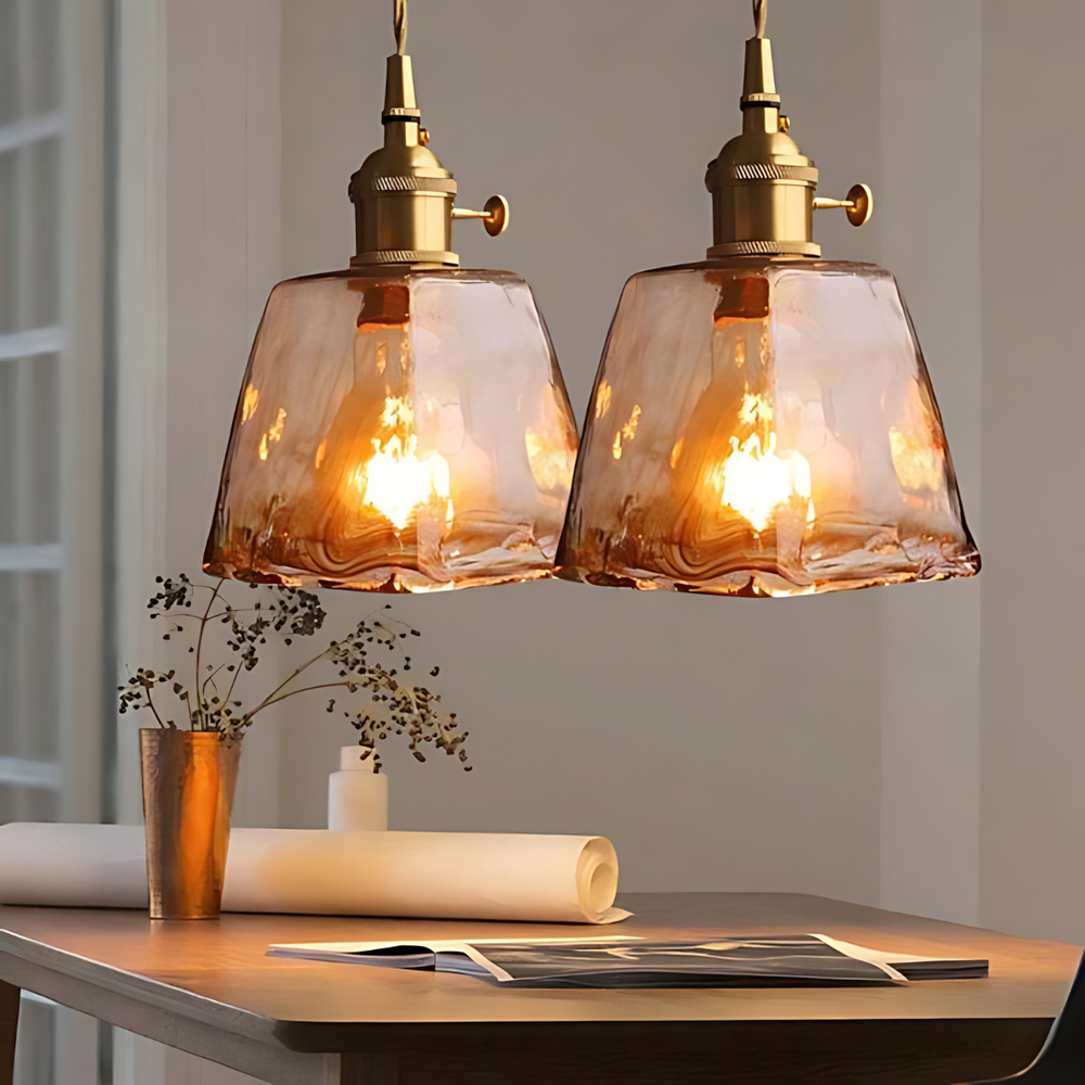 Vintage LED Pendelleuchte, dimmbar, ideal für Esszimmerbeleuchtung im Retro-Stil.